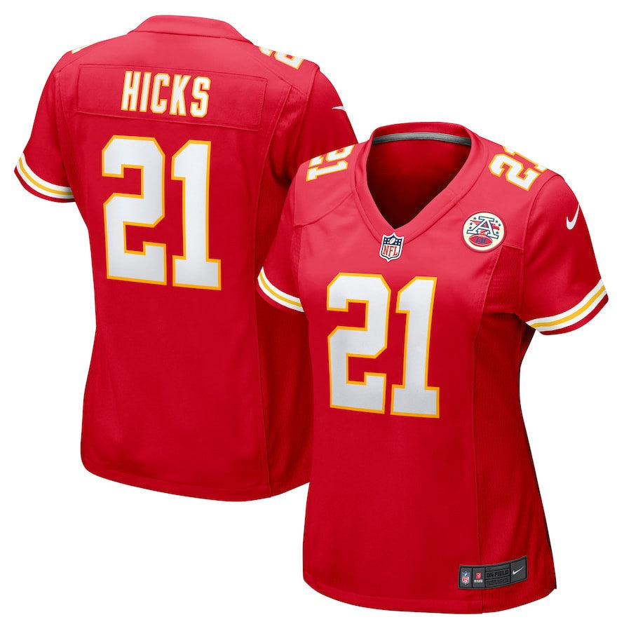 Jaden Hicks 21 Kansas City Chiefs Women's Game Jersey - Red