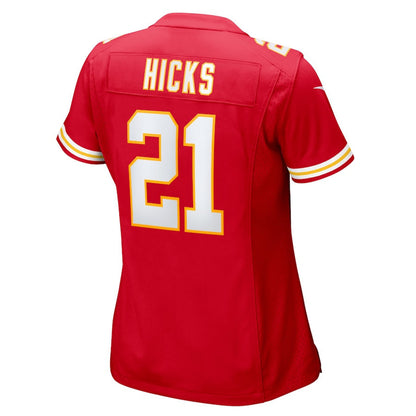 Jaden Hicks 21 Kansas City Chiefs Women's Game Jersey - Red