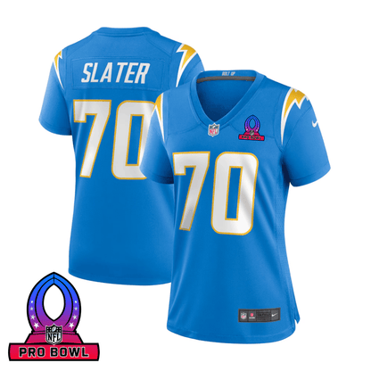 Rashawn Slater 70 Los Angeles Chargers 2025 Pro Bowl Patch Women Game Jersey - Powder Blue