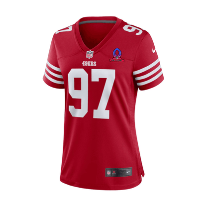 Nick Bosa 97 San Francisco 49ers 2025 Pro Bowl Patch Women Game Jersey - Scarlet