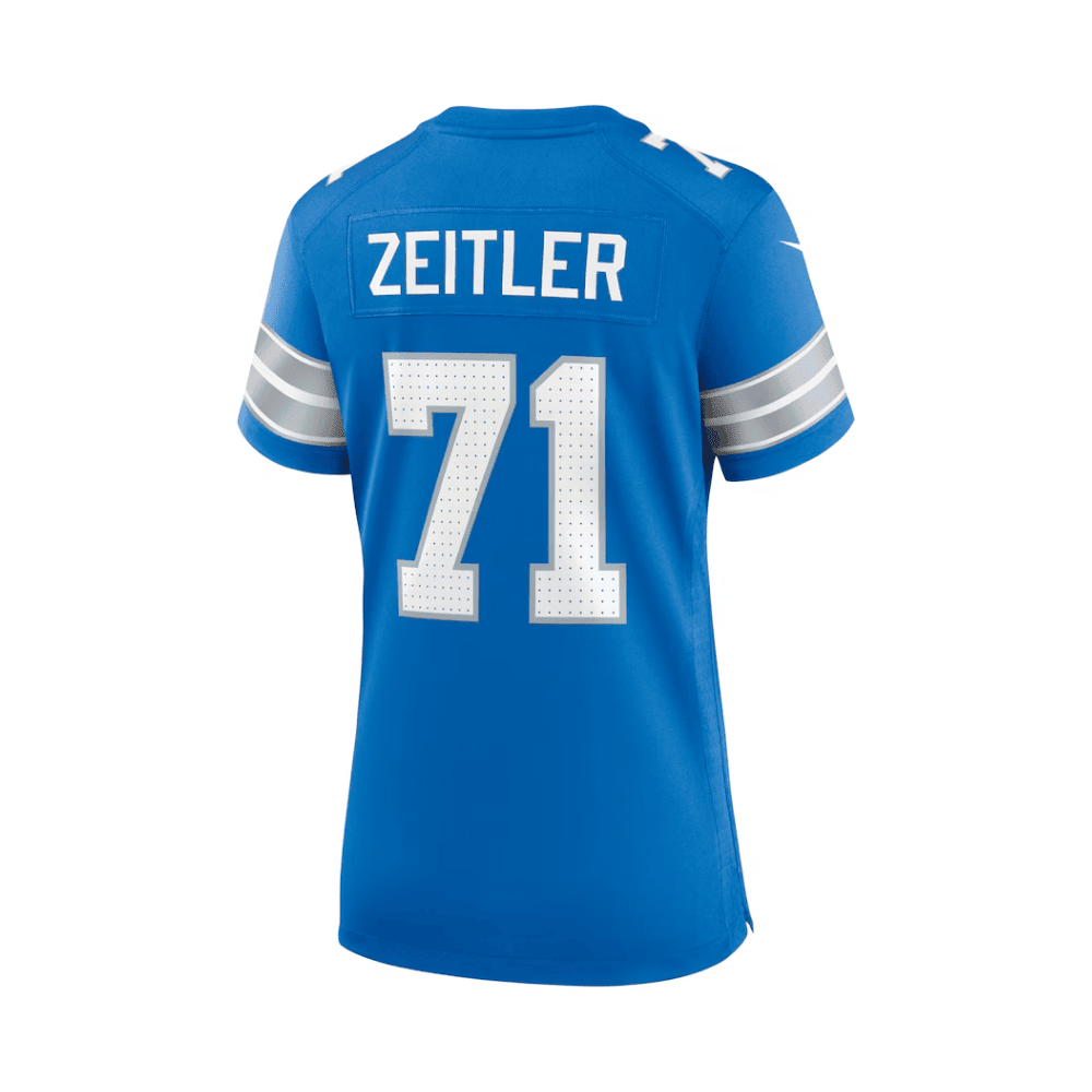 Kevin Zeitler 71 Detroit Lions 2025 Pro Bowl Patch Women Game Jersey - Blue