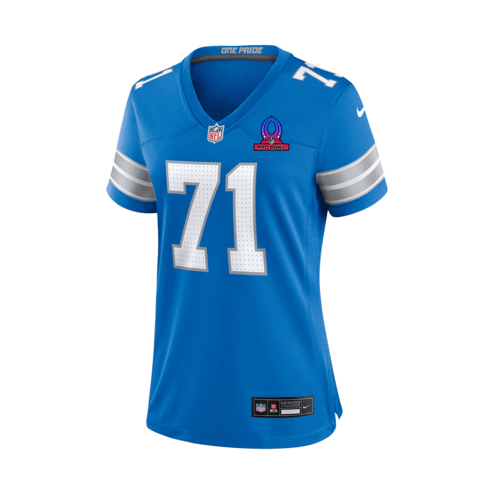 Kevin Zeitler 71 Detroit Lions 2025 Pro Bowl Patch Women Game Jersey - Blue