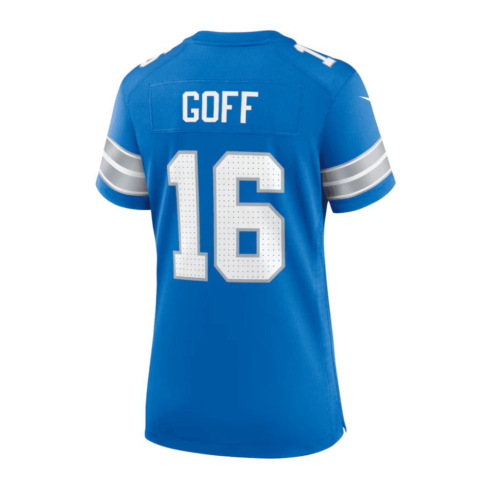 Jared Goff 16 Detroit Lions 2025 Pro Bowl Patch Women Game Jersey - Blue