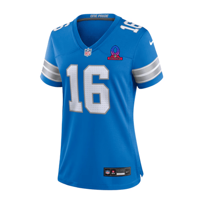 Jared Goff 16 Detroit Lions 2025 Pro Bowl Patch Women Game Jersey - Blue