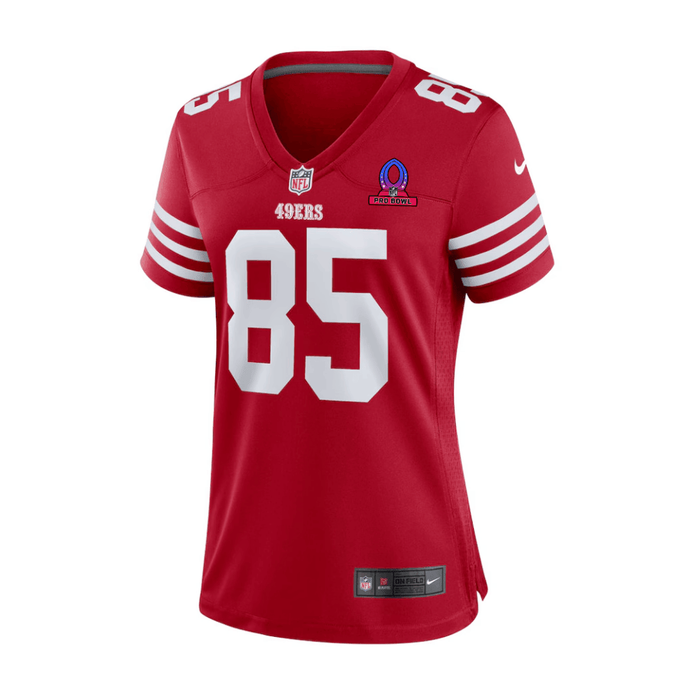 George Kittle 85 San Francisco 49ers 2025 Pro Bowl Patch Women Game Jersey - Scarlet