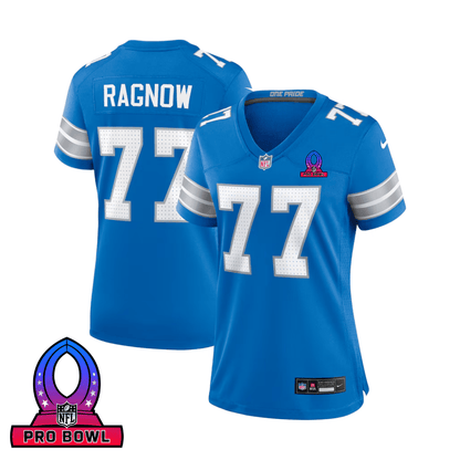 Frank Ragnow 77 Detroit Lions 2025 Pro Bowl Patch Women Game Jersey - Blue