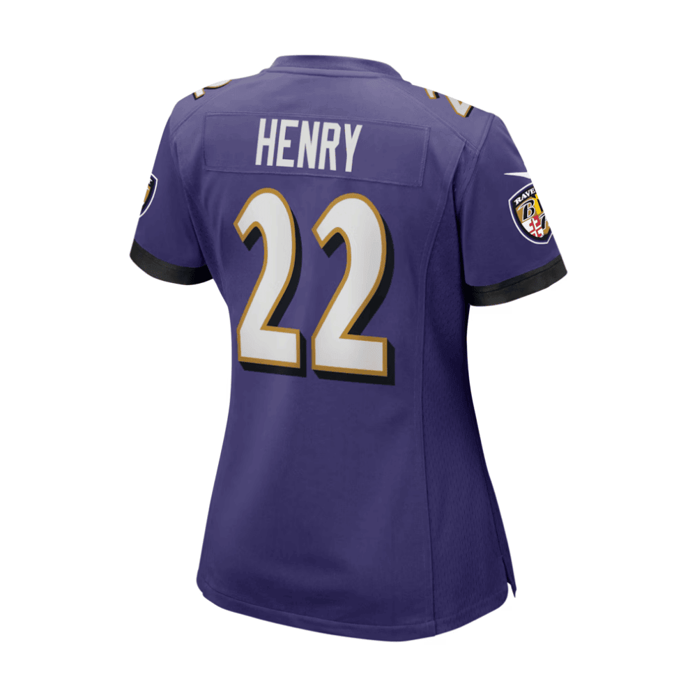 Derrick Henry 22 Baltimore Ravens 2025 Pro Bowl Patch Women Game Jersey - Purple