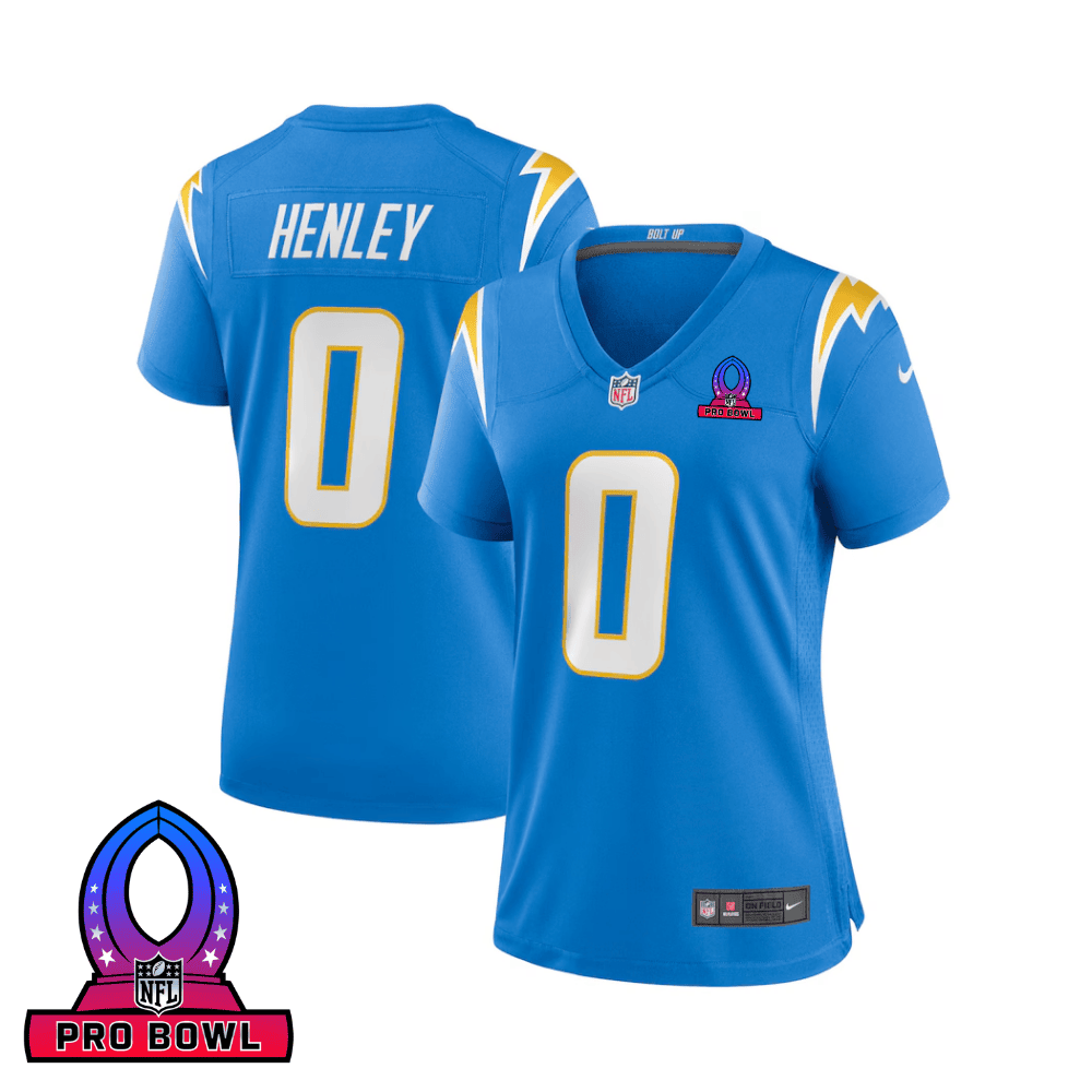 Daiyan Henley 0 Los Angeles Chargers 2025 Pro Bowl Patch Women Game Jersey - Powder Blue