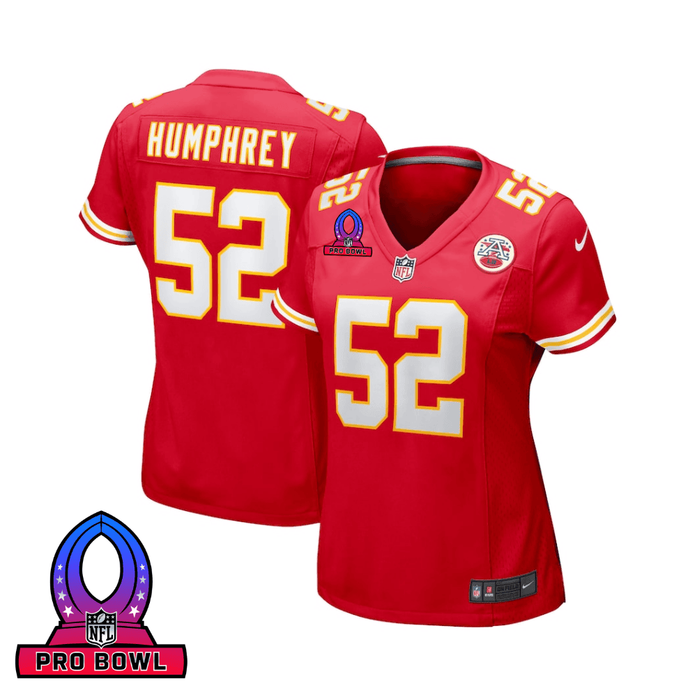Creed Humphrey 52 Kansas City Chiefs 2025 Pro Bowl Patch Women Game Jersey - Red
