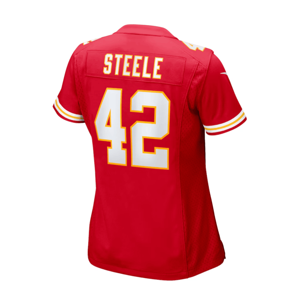Carson Steele 42 Kansas City Chiefs 2025 Pro Bowl Patch Women Game Jersey - Red