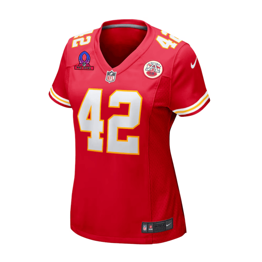 Carson Steele 42 Kansas City Chiefs 2025 Pro Bowl Patch Women Game Jersey - Red