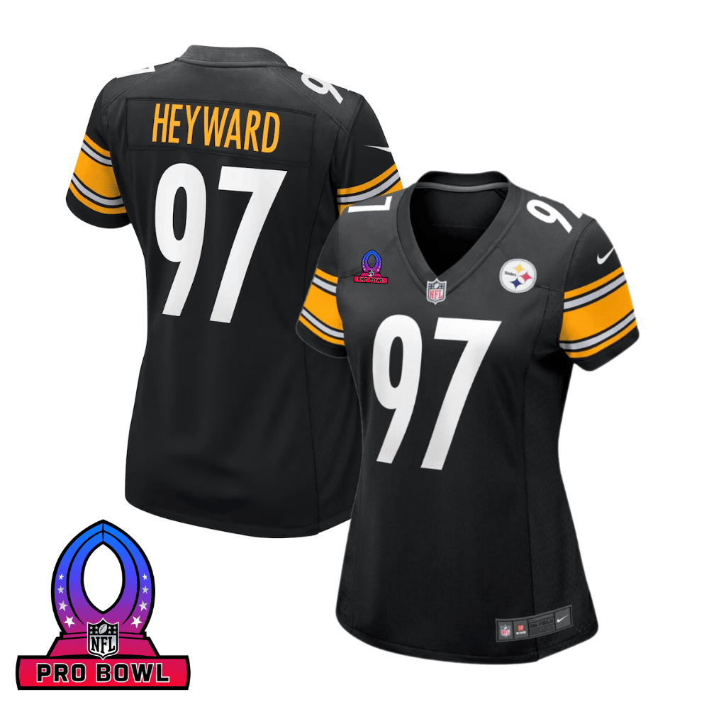 Cameron Heyward 97 Pittsburgh Steelers 2025 Pro Bowl Patch Women Game Jersey - Black