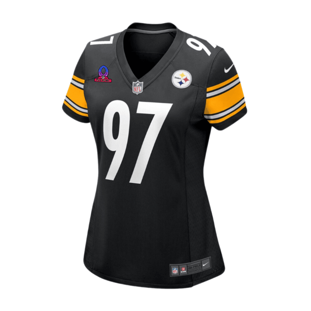 Cameron Heyward 97 Pittsburgh Steelers 2025 Pro Bowl Patch Women Game Jersey - Black