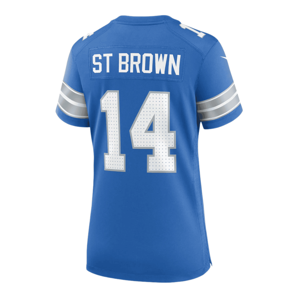 Amon-Ra St. Brown 14 Detroit Lions 2025 Pro Bowl Patch Women Game Jersey - Blue