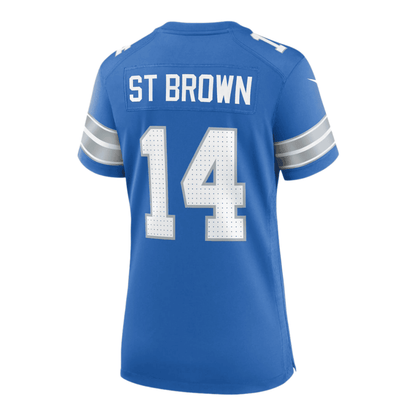 Amon-Ra St. Brown 14 Detroit Lions 2025 Pro Bowl Patch Women Game Jersey - Blue