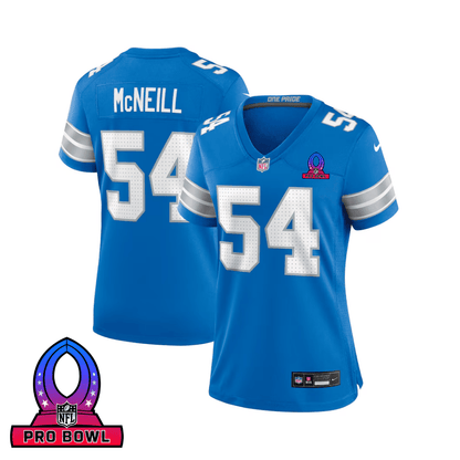 Alim McNeill 54 Detroit Lions 2025 Pro Bowl Patch Women Game Jersey - Blue
