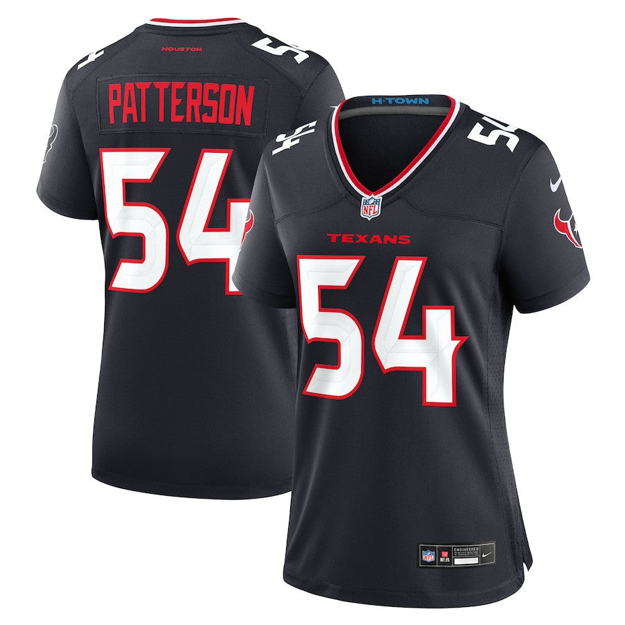 Jarrett Patterson 54 Houston Texans Women's Team Game Jersey - Navy