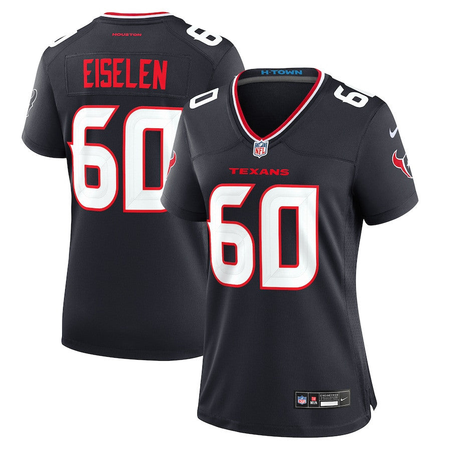 Dieter Eiselen 60 Houston Texans Women's Team Game Jersey - Navy