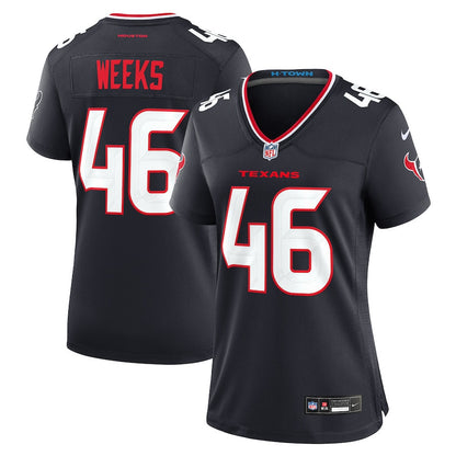 Jon Weeks 46 Houston Texans Women's Team Game Jersey - Navy
