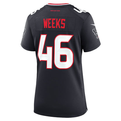 Jon Weeks 46 Houston Texans Women's Team Game Jersey - Navy