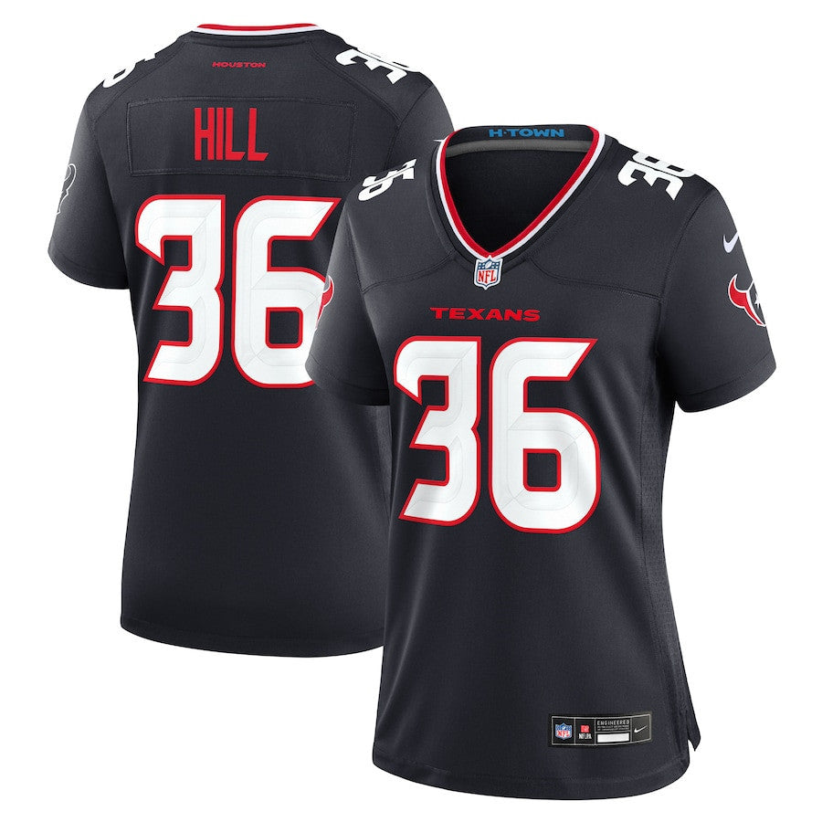 Brandon Hill 36 Houston Texans Women's Team Game Jersey - Navy