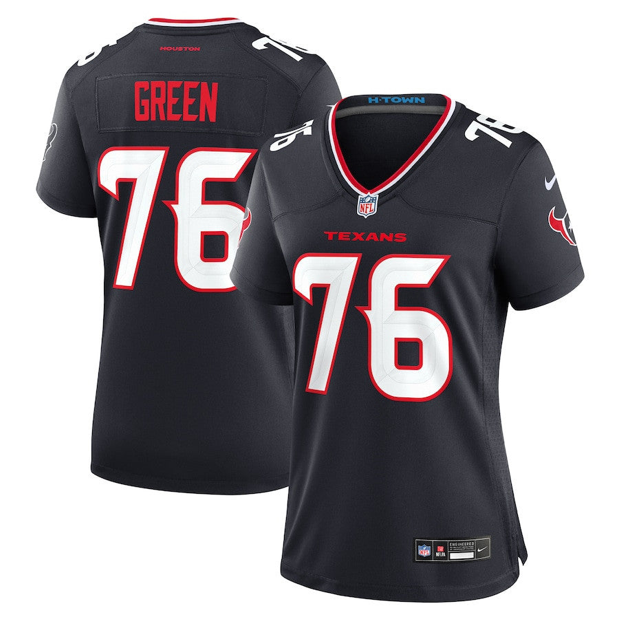 Kenyon Green 76 Houston Texans Women's Team Game Jersey - Navy