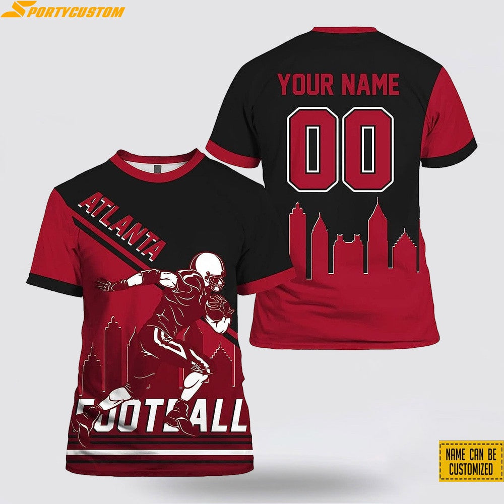 Atlanta Falcons Player Custom Name & Number All Over Printed T-Shirt - Red/Black
