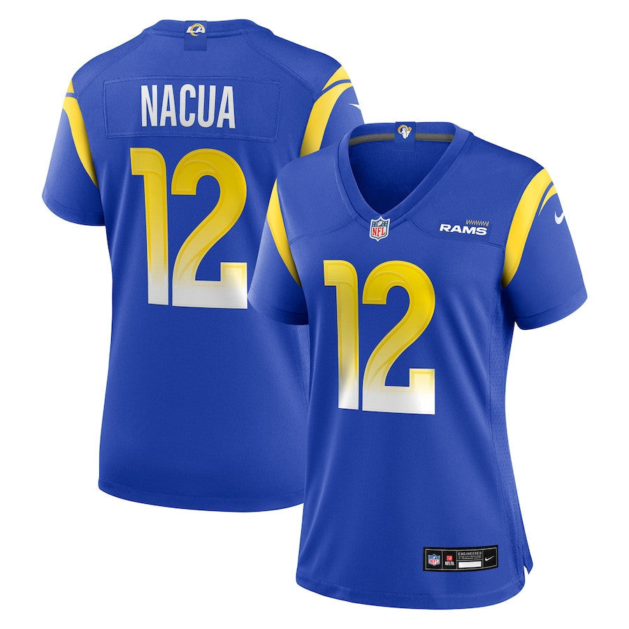 Puka Nacua 12 Los Angeles Rams Women's Game Player Jersey - Royal