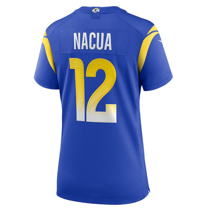 Puka Nacua 12 Los Angeles Rams Women's Game Player Jersey - Royal