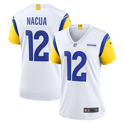 Puka Nacua 12 Los Angeles Rams Women's Game Player Jersey - White