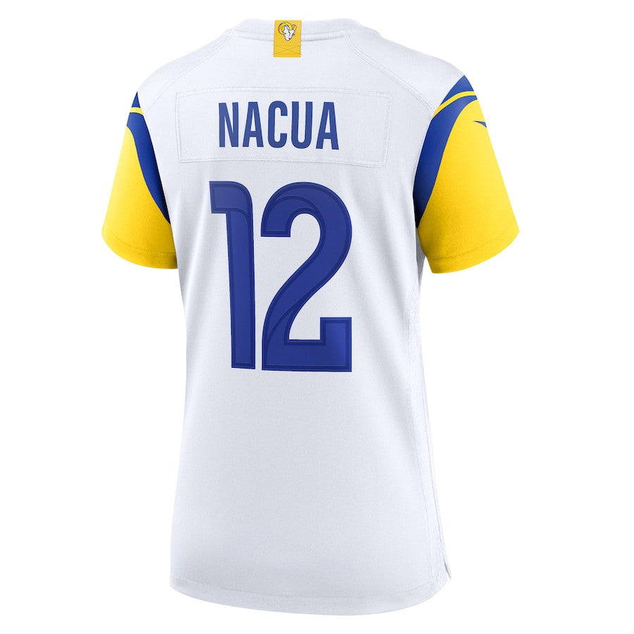 Puka Nacua 12 Los Angeles Rams Women's Game Player Jersey - White