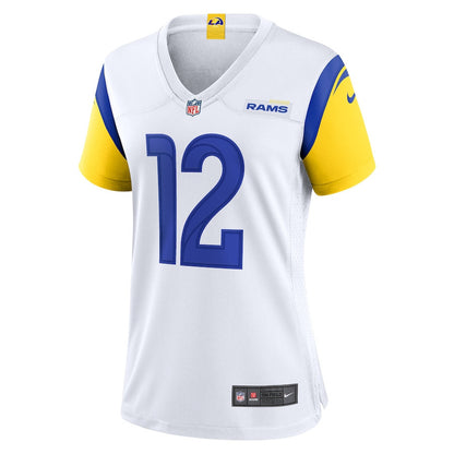 Puka Nacua 12 Los Angeles Rams Women's Game Player Jersey - White