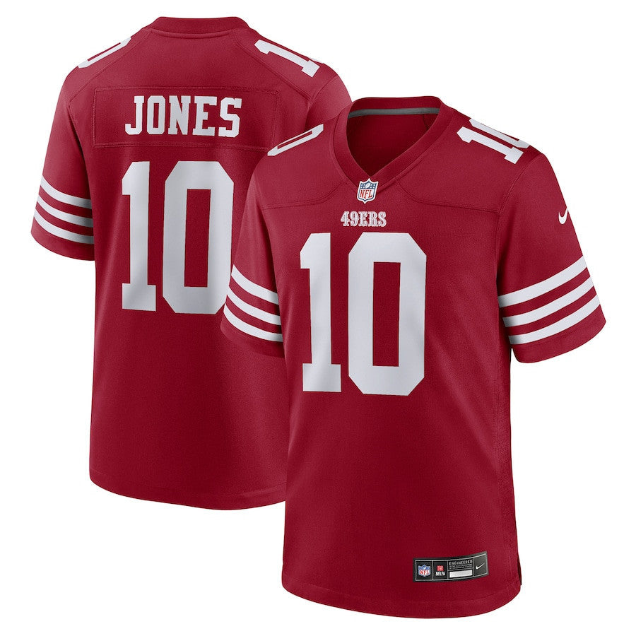 Mac Jones 10 San Francisco 49ers Team Game Men Jersey - Scarlet