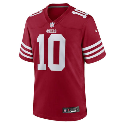 Mac Jones 10 San Francisco 49ers Team Game Men Jersey - Scarlet