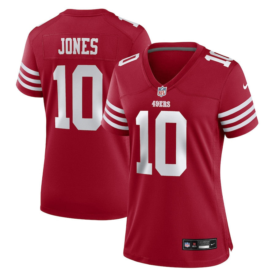 Mac Jones 10 San Francisco 49ers Women's Team Game Jersey - Scarlet