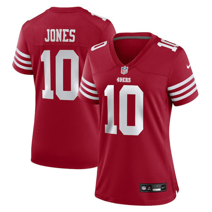 Mac Jones 10 San Francisco 49ers Women's Team Game Jersey - Scarlet