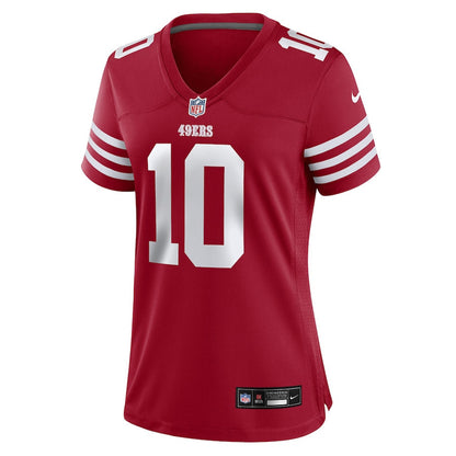 Mac Jones 10 San Francisco 49ers Women's Team Game Jersey - Scarlet