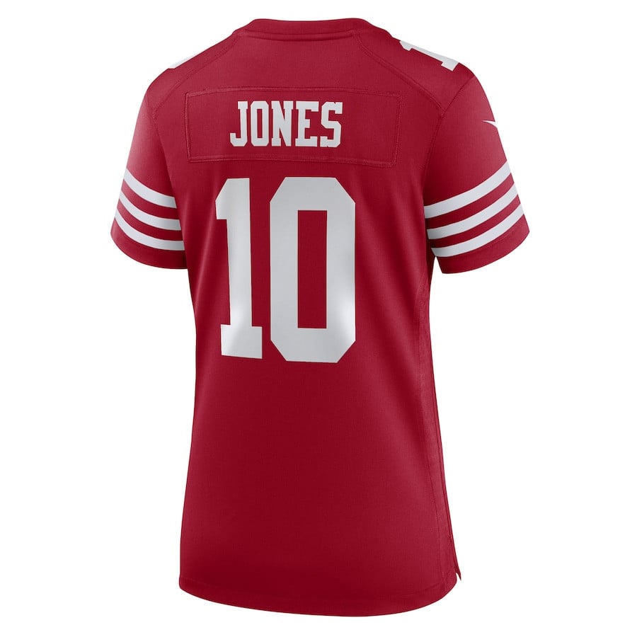 Mac Jones 10 San Francisco 49ers Women's Team Game Jersey - Scarlet