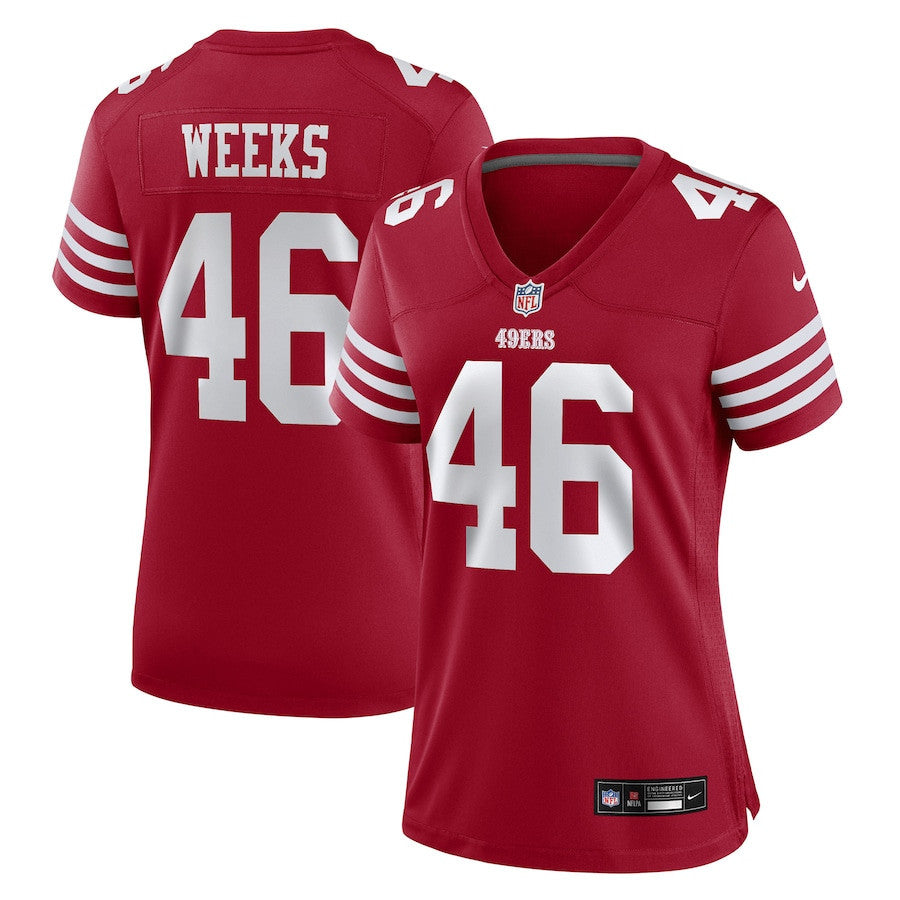 Jon Weeks 46 San Francisco 49ers Women's Team Game Jersey - Scarlet