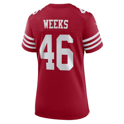 Jon Weeks 46 San Francisco 49ers Women's Team Game Jersey - Scarlet