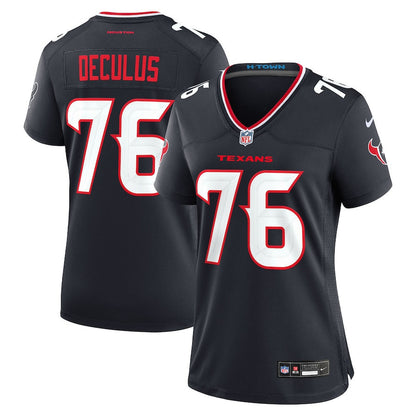 Austin Deculus 76 Houston Texans Women's Team Game Jersey - Navy