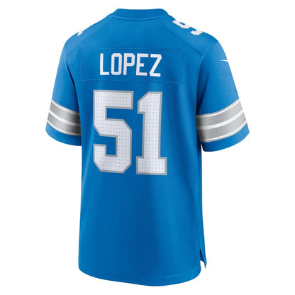 Roy Lopez 51 Detroit Lions Team Game Men Jersey - Blue