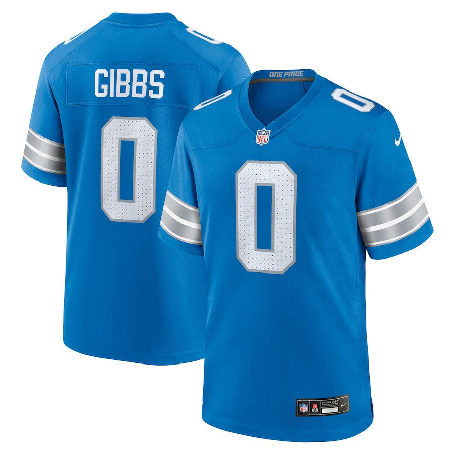 Jahmyr Gibbs 0 Detroit Lions Game Player Men Jersey - Blue