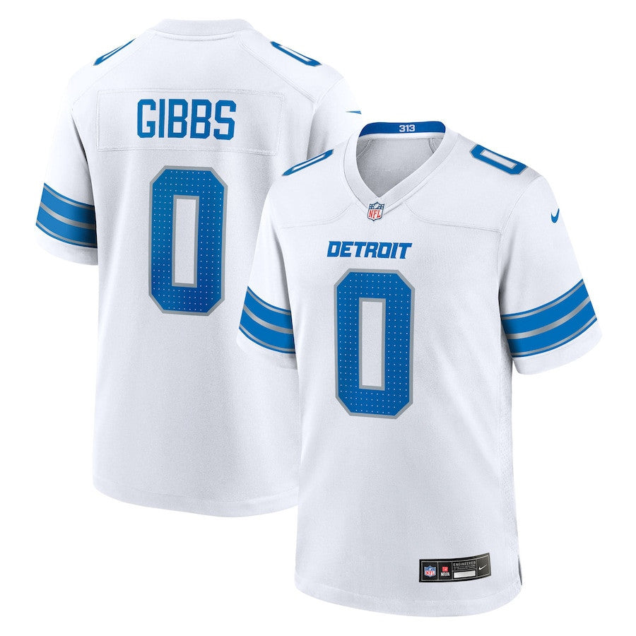 Jahmyr Gibbs 0 Detroit Lions Game Player Men Jersey - White