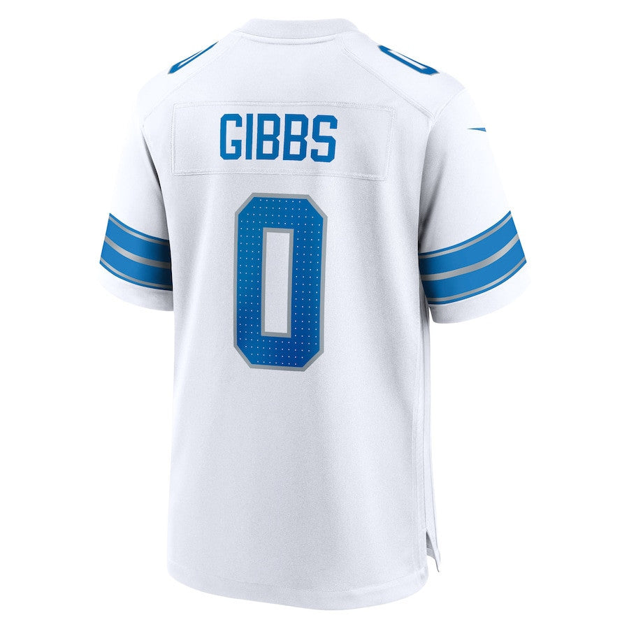 Jahmyr Gibbs 0 Detroit Lions Game Player Men Jersey - White