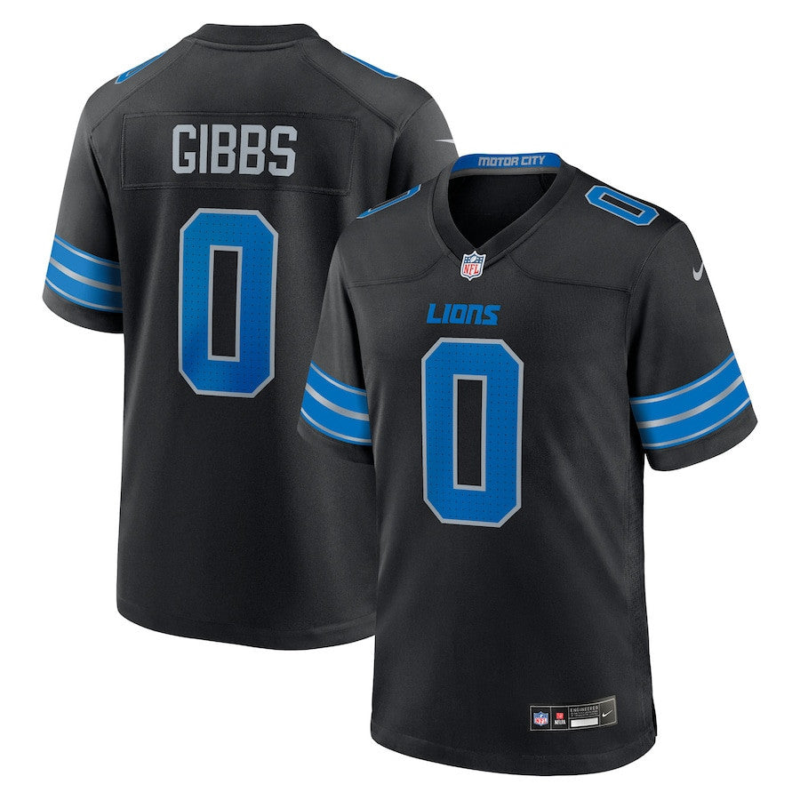 Jahmyr Gibbs 0 Detroit Lions 2nd Alternate Game Player Men Jersey - Black