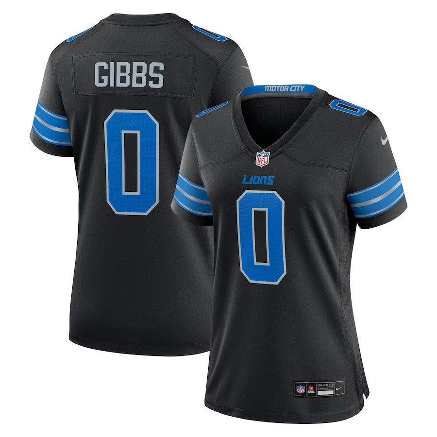 Jahmyr Gibbs 0 Detroit Lions Women's 2nd Alternate Game Player Jersey - Black