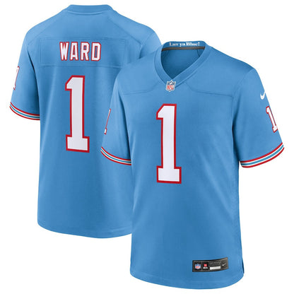 Cameron Ward 1 Tennessee Titans 2025 Draft First Round Pick 2nd Game Men Jersey - Light Blue