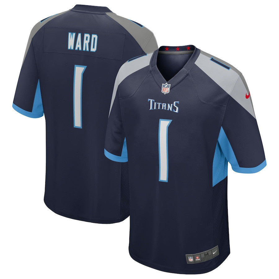 Cameron Ward 1 Tennessee Titans 2025 Draft First Round Pick Alternate Game Men Jersey - Navy