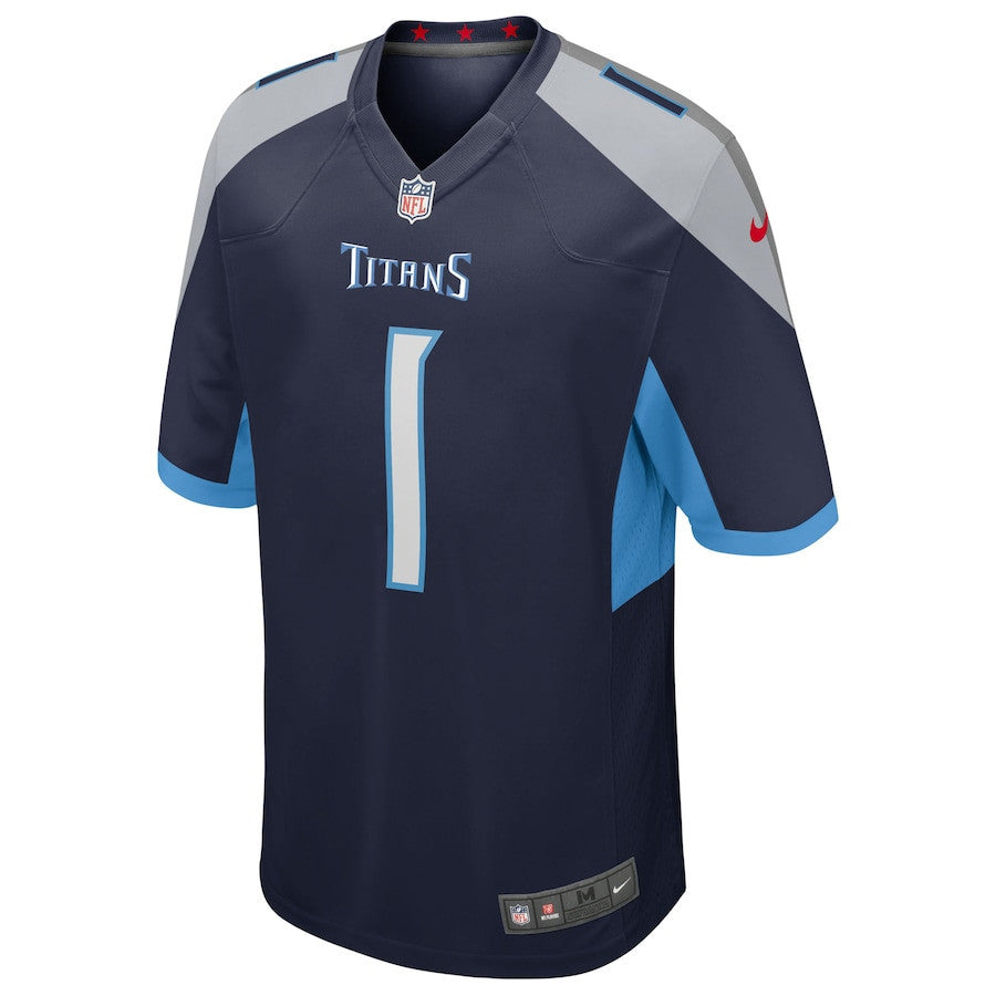 Cameron Ward 1 Tennessee Titans 2025 Draft First Round Pick Alternate Game Men Jersey - Navy
